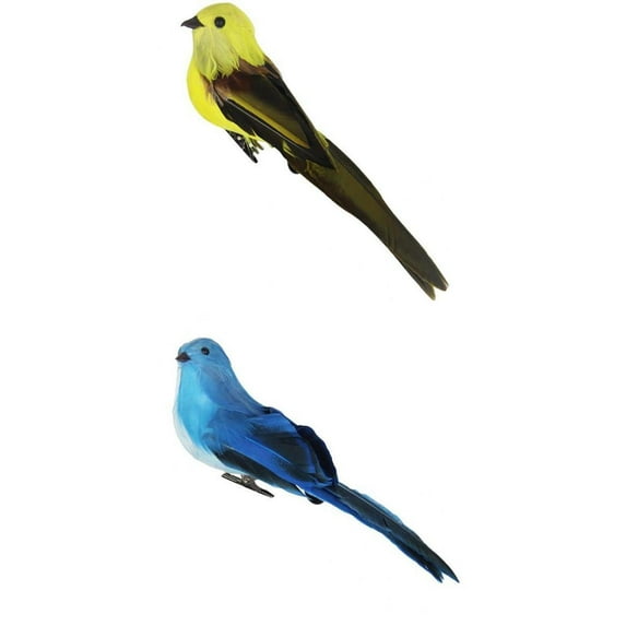 2pcs Artificial Birds Model w/ Clip Colorful Birds for Craft Seasonal Decor