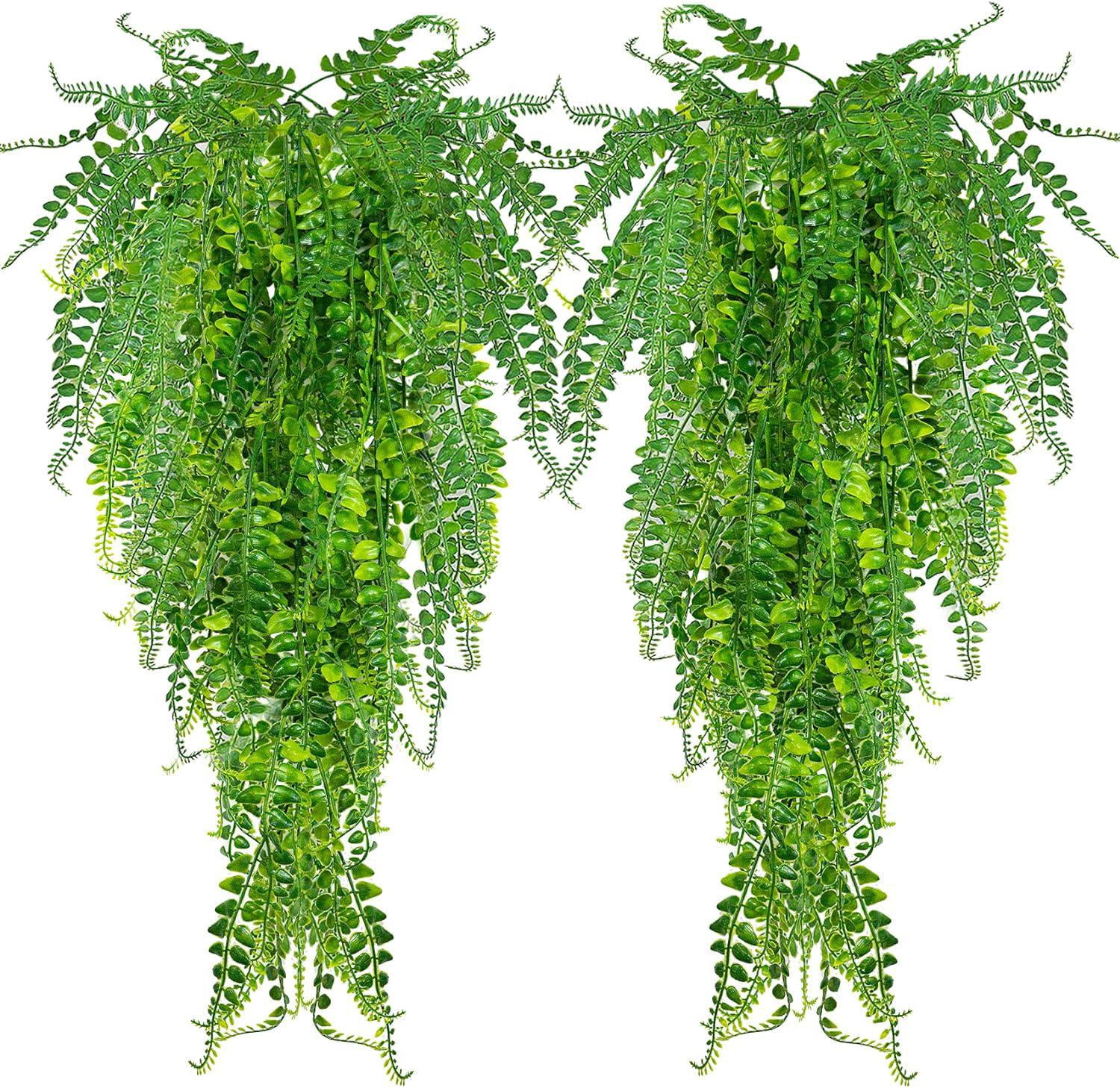 2pcs Artificial Boston Fern Plants,Artificial Fake Plant Wall Hanging