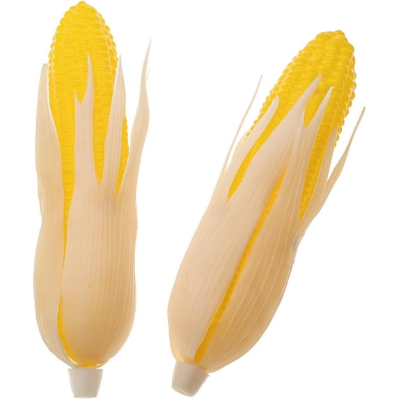 2pcs Artificial Corn Lifelike Corn Cob Fake Realistic Corn Stalks Simulation Vegetable Imitation Maize Decoration for Photo Prop, White