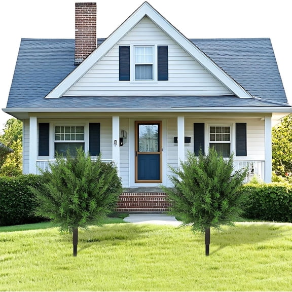 2pcs Artificial Cypress Topiary Ball, Artificial Cypress Shrub Bushes with Ground Spike, Resistant Cedar Topiary Ball Trees for Porch, Artificial Plants for Outdoor Planters (Green)