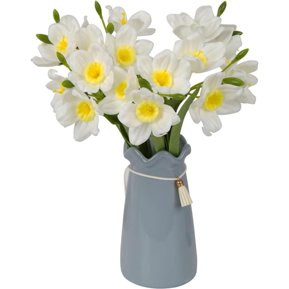 2pcs Artificial Daffodil Bundles,16 Inch Faux Daffodil Stems with 18pcs Latex Fake Flowers,Premium Artificial Flowers for Home Decor Centerpiece DIY Wedding Bouquet Supply,Yellow