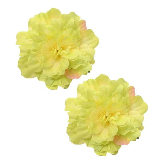 2pcs Artificial Flower Curtain Tiebacks Buckles Modern Decorative Window Drapery Holders Clips for Home Office Decors Green yellow