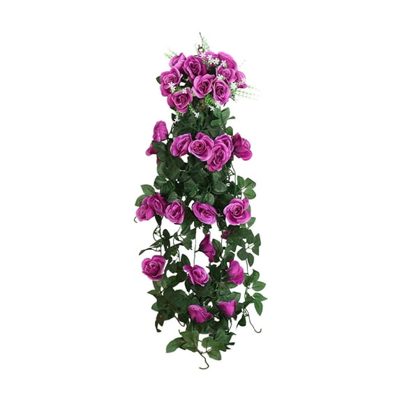 2pcs Artificial Flowers Garland Eucalyptus Garland Vintage Fake Flower Peony Rose Vine Greenery Decorative Wall Hanging Plant for Wedding Arch Door Arrangement Party Decor (F,2)