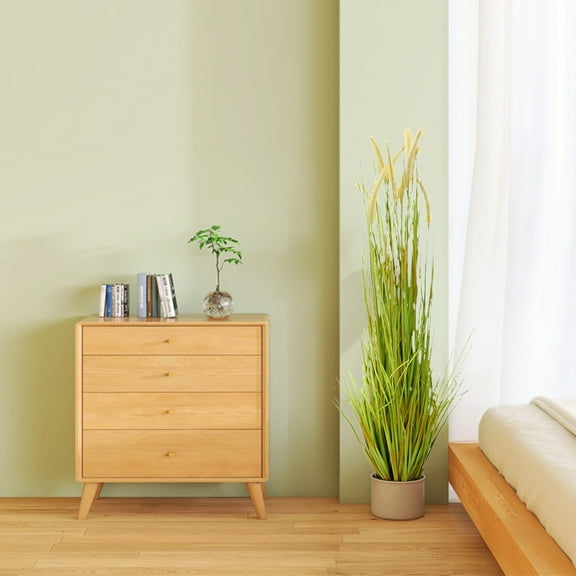 2pcs Artificial Grass Plants with Pots, 47" Tall Artificial Foxtail Grass Pampas Grass Plants, Realistic Grass Plants For Indoor Living Room Decoration