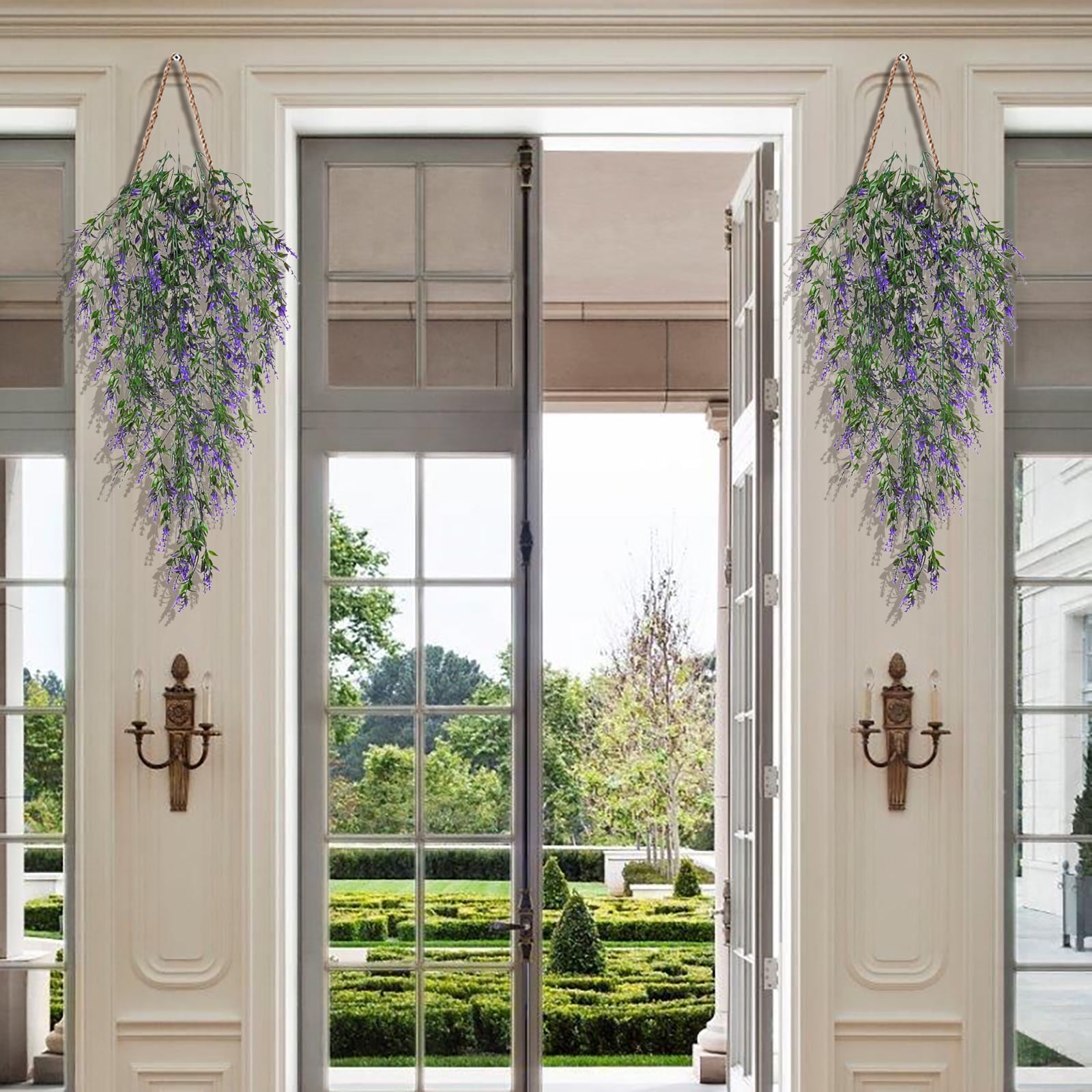 2pcs Artificial Hanging Flowers, Fake Eucalyptus Vine Faux Flower