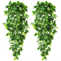 2pcs Artificial Hanging Plants 3.6ft Fake Ivy Vine Fake Ivy Leaves for Wedding Wall House Room Patio Indoor Outdoor Home Shelf Office Decor (No Baskets)