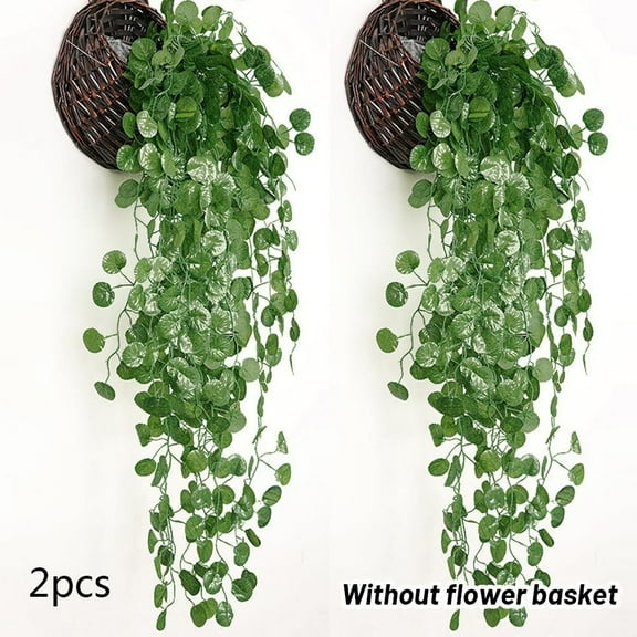 2pcs Artificial Hanging Plants Basket Pot 3ft Fake Vine Trailing Indoor Home Ivy Plant (without basket)