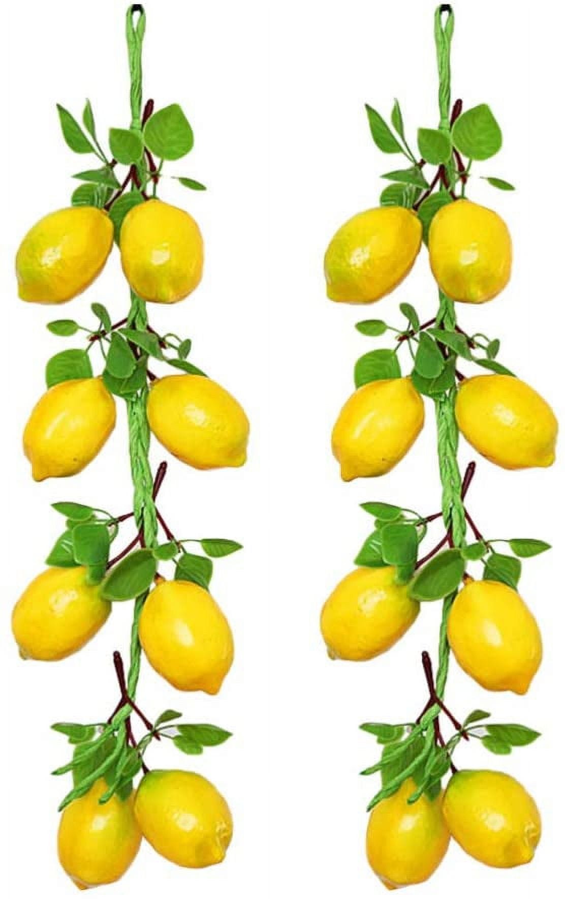 2pcs Artificial Lemon Branches Artificial Fruit Garland Green Leaves
