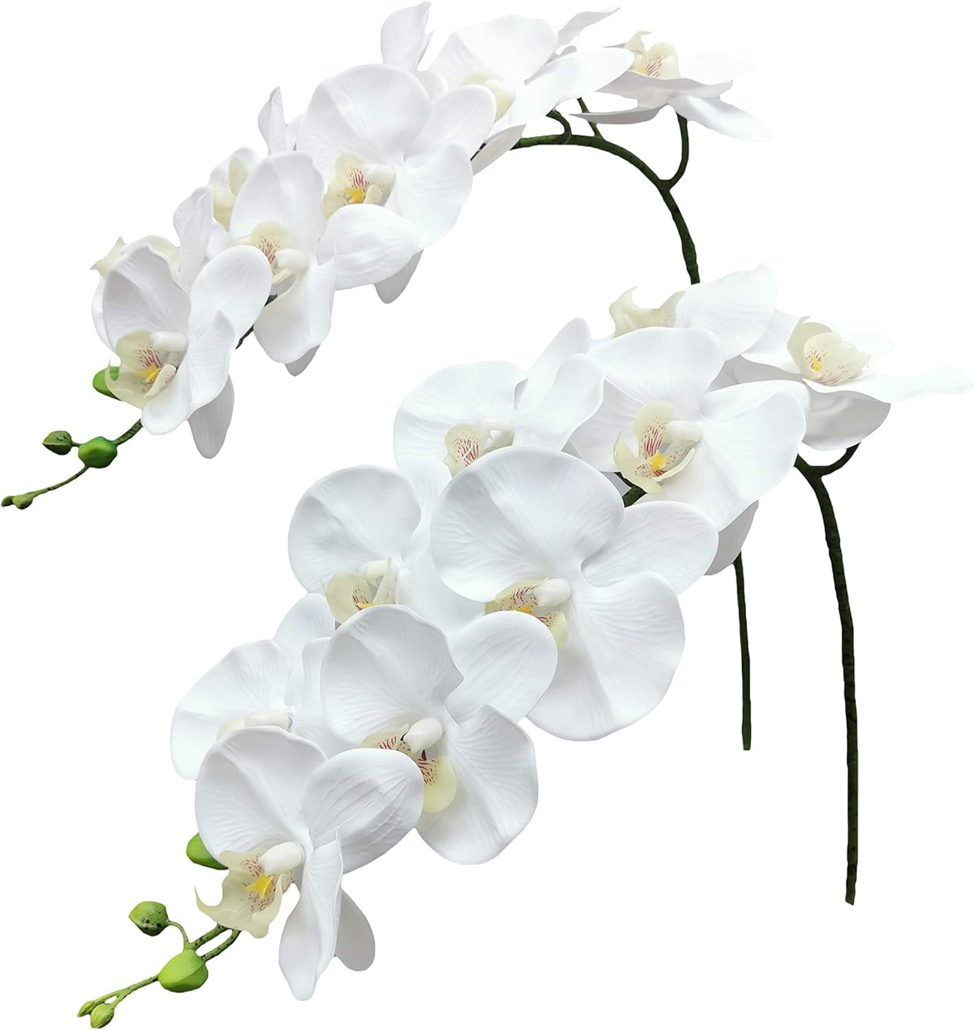 2pcs Artificial Orchid Stems Flowers Real Touch Faux Phalaenopsis Branches 8 Large Blooms, 29 Inches