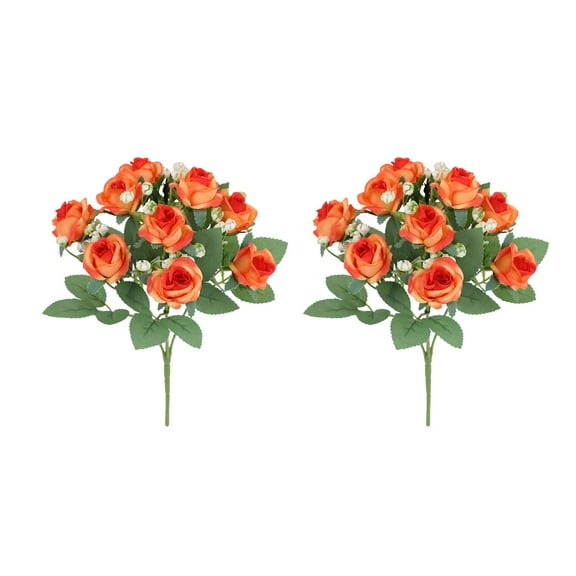 2pcs Artificial Peach Roses Bouquet | Realistic Silk Flowers for Wedding Table Centerpieces, DIY Floral Arrangements & Party Decorations