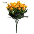 thumbnail image 1 of 2pcs Artificial Rose Bouquet Simulation Floral Decor Home Office Plastic Fake Rose Flower, Gold, 1 of 9