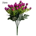thumbnail image 1 of 2pcs Artificial Rose Bouquet Simulation Floral Decor Home Office Plastic Fake Rose Flower, Purple Red, 1 of 9
