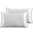 thumbnail image 1 of 2pcs Artificial Silk Breathable Comfortable Pillowcase Pillow Case  (White S), 1 of 8