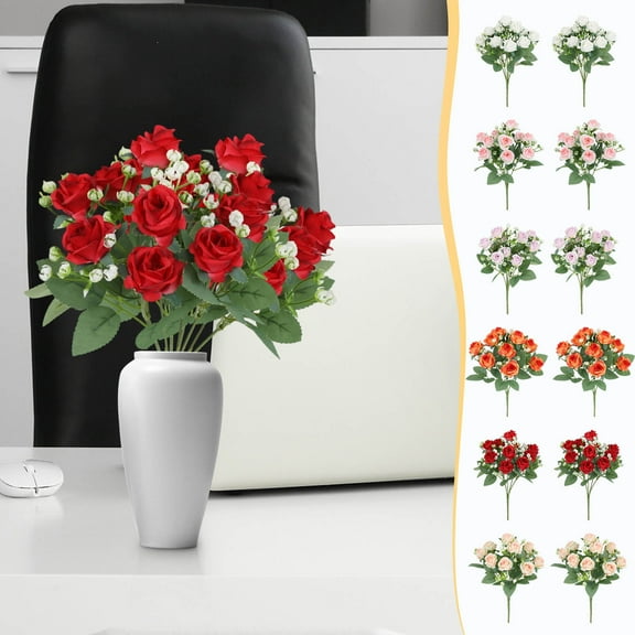 2pcs Artificial Silk Roses Bouquet, Soft Peach Color, Floral Arrangement for Wedding Table Centerpieces and DIY Decorations