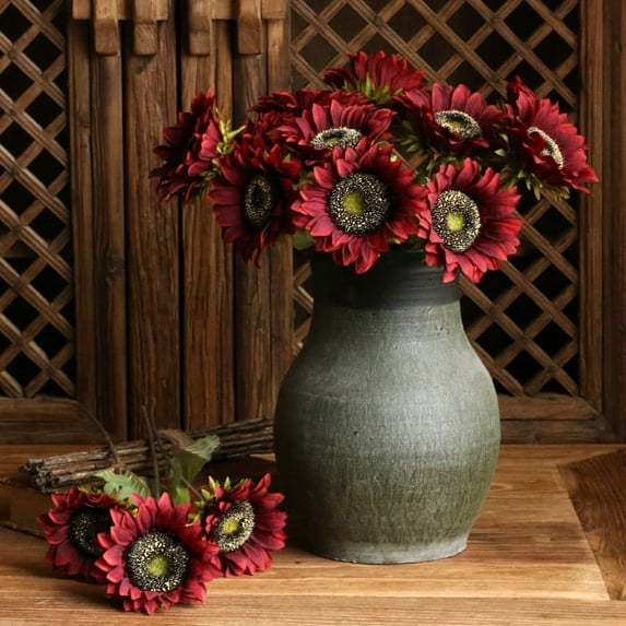 2pcs Artificial Sunflowers Vintage Fake Silk Sunflowers Fake Sunflowers Bouquet Large Sunflowers Decor for Home Hotel Office Wedding Party