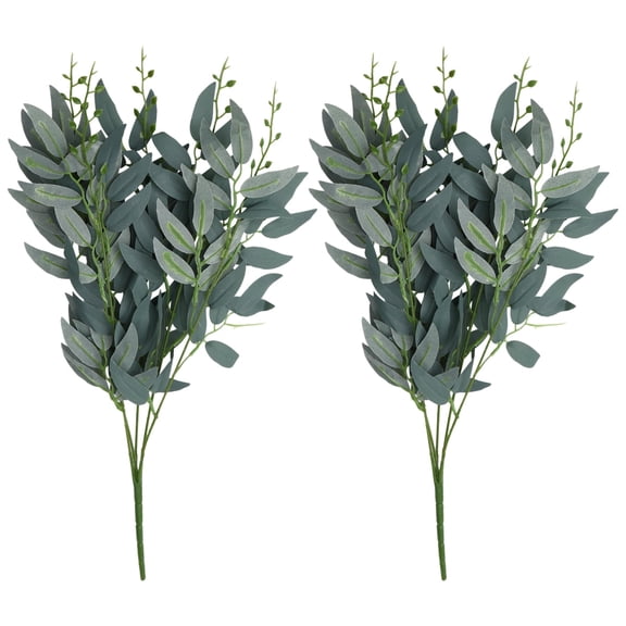 2pcs Artificial Willow Leaves DIY Leaf Decor Festival Party Leaf Ornament Home Living Room Leaf Decor (Grey Green)