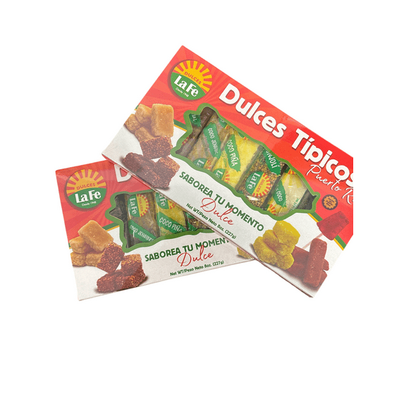 2pcs Assortment of Puerto Rican Candies By Fabrica De Dulces La Fe (8 Pieces) 1 Oz Each