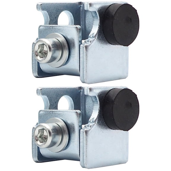 2Pcs Automatic Sliding Door Stoppers, Galvanized Steel Anti-Collision with Rubber Pads, Easy Install Track Door Stops for Garage & Factory