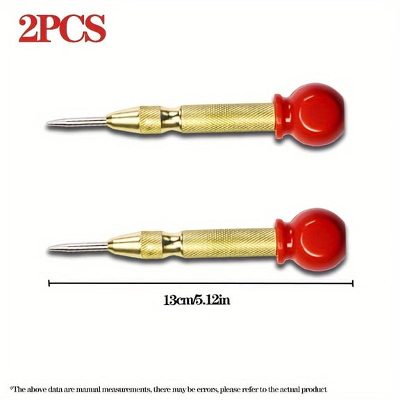 2pcs Automatic Spring Center Punch | Quick Positioning Non-Slip Puncher for Carpet, Plastic, And Surfaces, Chrome Vanadium Steel