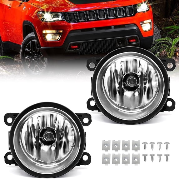2pcs Automotive Fog Light Assembly Set, Fits 2015-2021 Jeep Compass | Left/Right