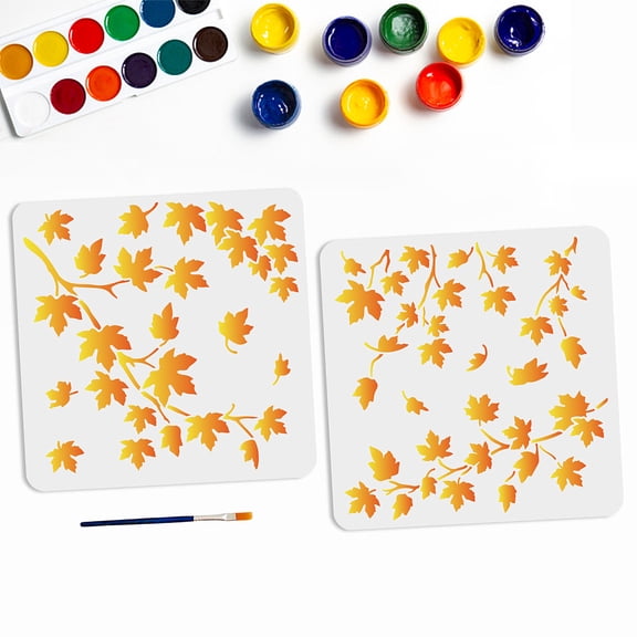 2pcs Autumn Maple Leaf Stencil 11.811.8inch Fall Leaf Stencils for Painting Reusable Red Leaf Fallen Leaves Templates with Paint Brush for DIY Crafts Canvas Fabric Home Decor DIY Making