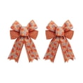 thumbnail image 1 of 2pcs Autumn Thanksgiving Bow - Orange Pumpkin Maple Leaves Burlap Bows for Tree Wreath Gift Wraping, Home Party Decorations, 1 of 5