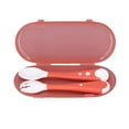 thumbnail image 1 of 2pcs Baby Toddler Forks and Spoons for self-Feeding - Kids and Infant Training Cutlery Utensils Set, Babies First Self Feeding Learning Tableware Easy Grip Bendable with Travel Safe Case (Pink), 1 of 9