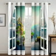 2pcs Balcony View Printed Curtains Rod Pocket rative Window Drapes