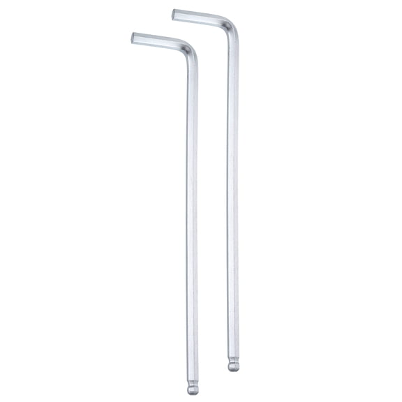 2pcs Ball End Hex Key Wrench 4mm Cr-V L-Shape Long Arm Hexagon Wrenches Silver