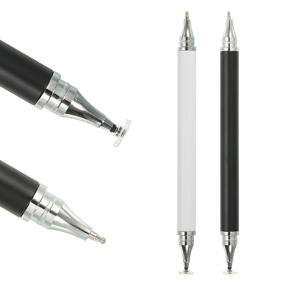 2pcs Ballpoint Pen with Stylus Tip 2 in 1 Ink Pen Stylus Pens for Touch Screens Capacitive Stylus Pens, Black White
