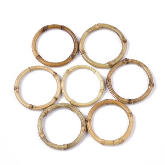 2pcs Bamboo Linking Rings Ring BurlyWood 45~55x6.5~7.5mm Inner Diameter: 37~44mm