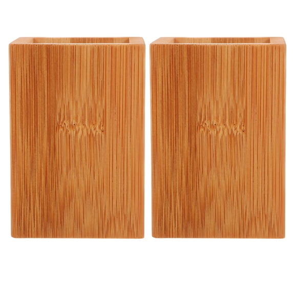 UPKOCH 2Pcs Pen Holders Bamboo Rectangular Simple and Classic for Eco Friendly Users
