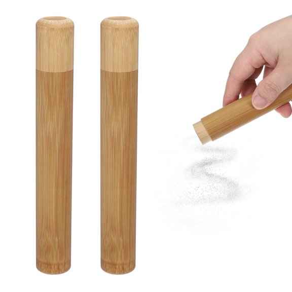 2pcs Bamboo Scattering Urn, 7.5" x 1" Small Cremation Tube with Lid Mini Keepsake Brown for Male Female Pet Dog