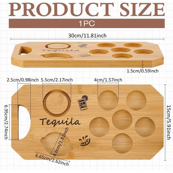 2pcs Bamboo Wine Serving Trays Countertop Wine Bottle Holder for Wine Lovers Rectangle BurlyWood 150x300x15mm Hole: 25x69.5mm Inner Diameter: 40mm and 46x66.5mm and 55mm