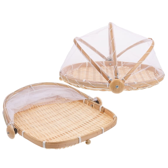 WEAVILUX Khaki Woven Storage Basket Set of 2 Multi-Purpose Organizer Bins for Home and Office