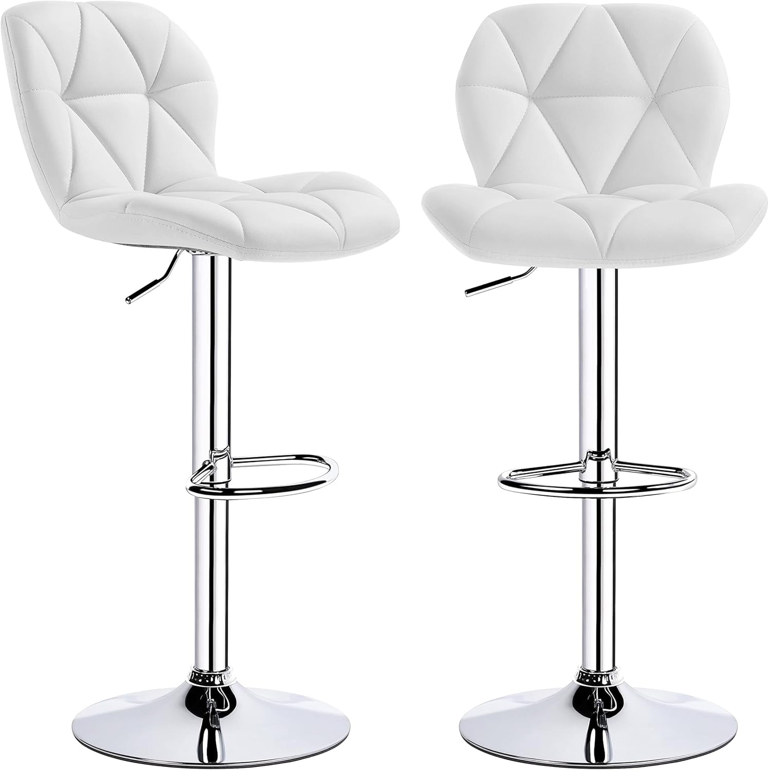 2pcs Bar Stools PU Leather 360° Swivel Bar Counter Chair with Backrest