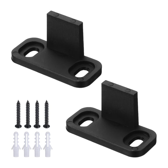 2pcs Barn Door Floor Guide, POM Universal Sliding Barn Door Hardware for Closet Pocket Doors, Black
