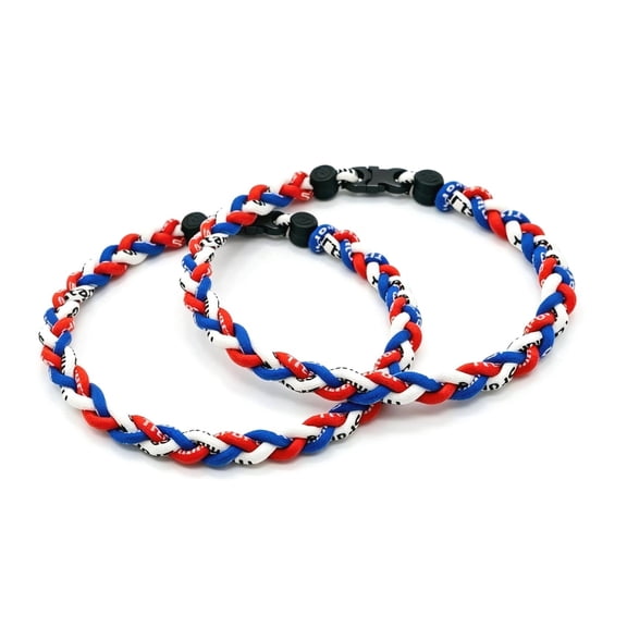 Baseball Necklace 2pcs Tornado Braided Design Rope Necklace for 4th of July Sport(18in)