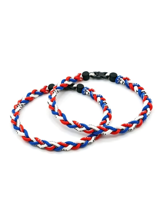 Baseball Necklace 2pcs Tornado Braided Design Rope Necklace for 4th of July Sport(18in)