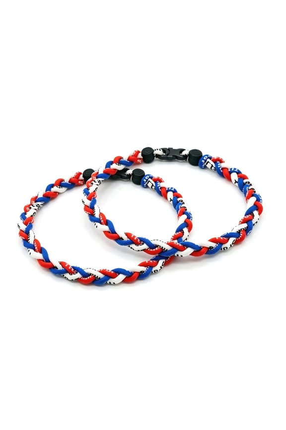Baseball Necklace 2pcs Tornado Braided Design Rope Necklace for 4th of July Sport(18in)