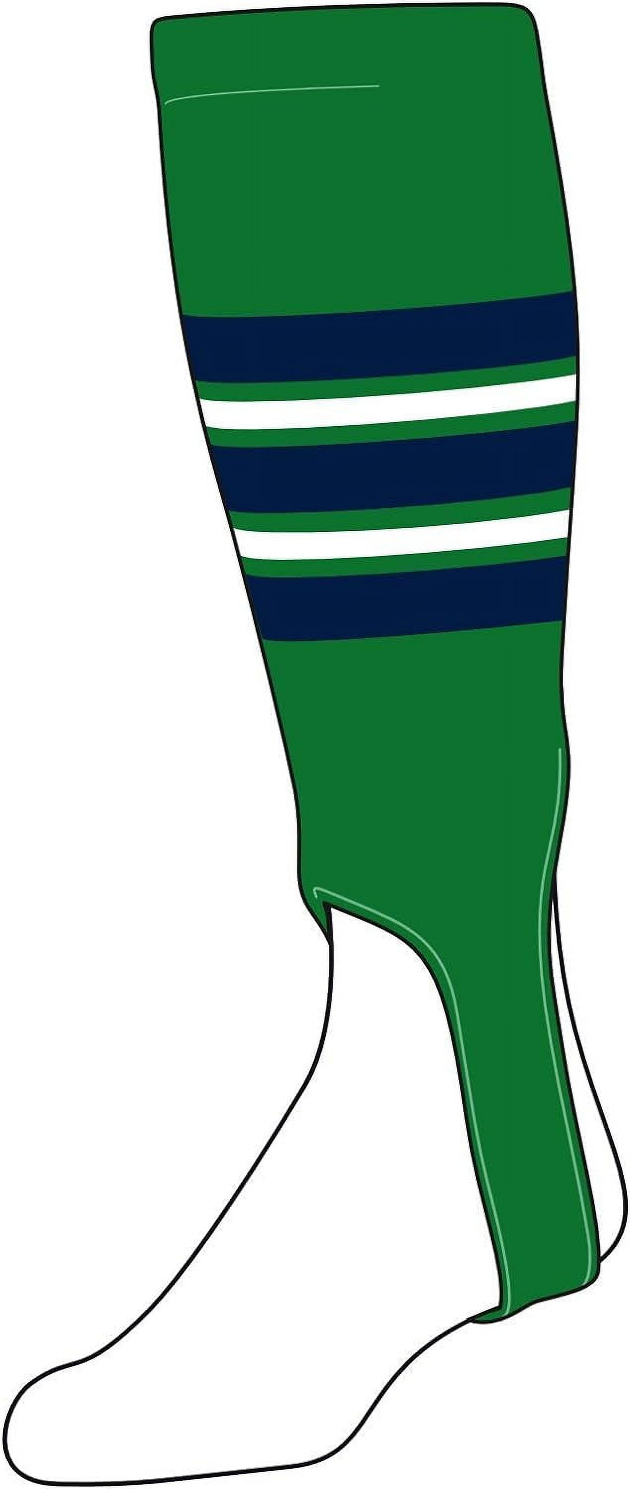 2pcs Baseball Stirrups Small/Youth (100F, 5in) Kelly Green, Navy, White