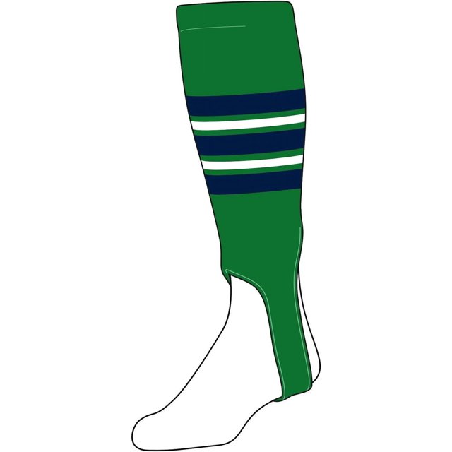 2pcs Baseball Stirrups Small/Youth (100F, 5in) Kelly Green, Navy, White