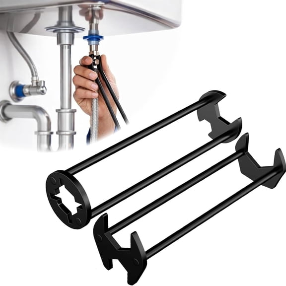 2pcs Basin Wrench Multifunctional Sink Wrench 7 Sizes Faucet Tool Four-jaw Hex Spanner Universal Plumbers Tool for Tight Spaces Kitchen Bathroom Home