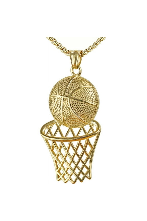 2pcs Basketball Pendant Necklace Male Stainless Steel Necklace Jewelry Sports Pendant Unisex Sweater Chain Sport Jewelry
