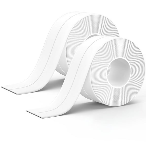 2-Pack Self-Adhesive Caulk Tape Sealant Strip for Bath & Kitchen, Waterproof Tub and Wall Sealing Tape for Showers, Tiles, Sinks.