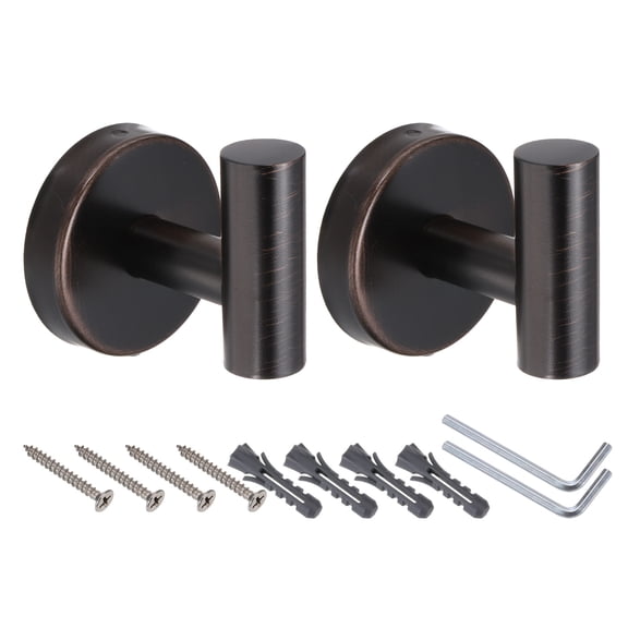 2pcs Bath Towel Hook, Stainless Steel Coat Hook Wall Mount Robe Hooks Hanging Coats, Bronze