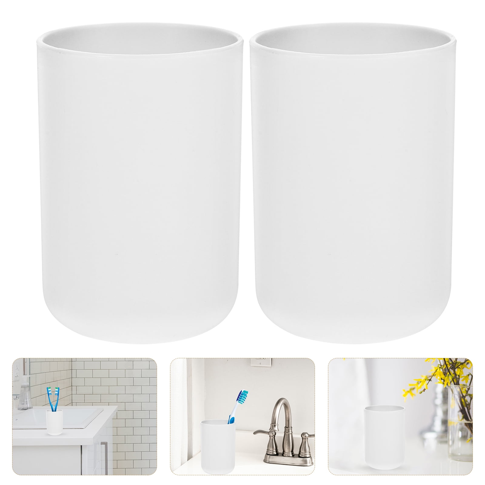 2pcs Plastic Bathroom Tumblers Toothbrush Cups Reusable Water Cups for Mouthwash