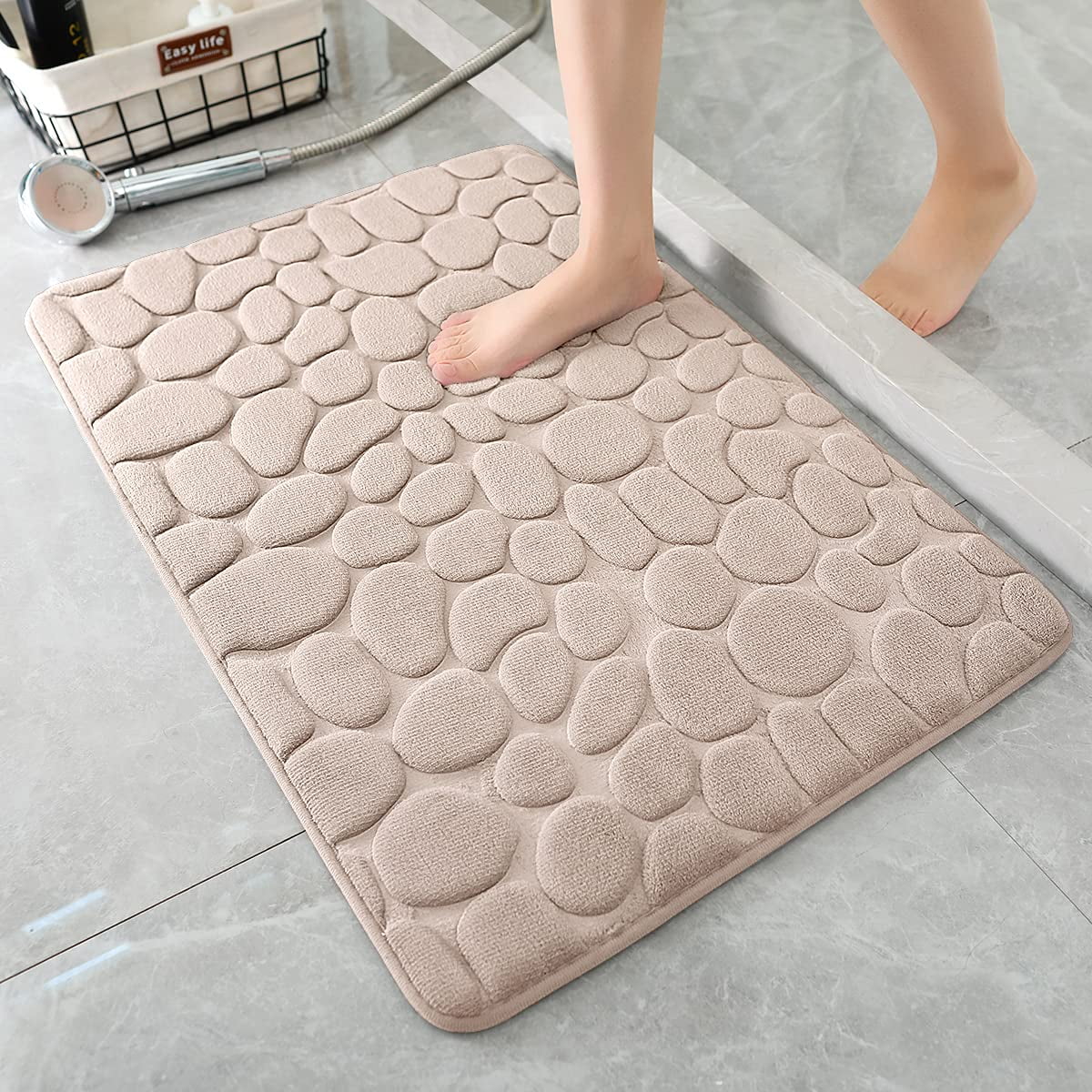 2pcs Bathroom Rugs Bath Mat Cobblestone Bathroom Rugs 20" X 32"+16" X