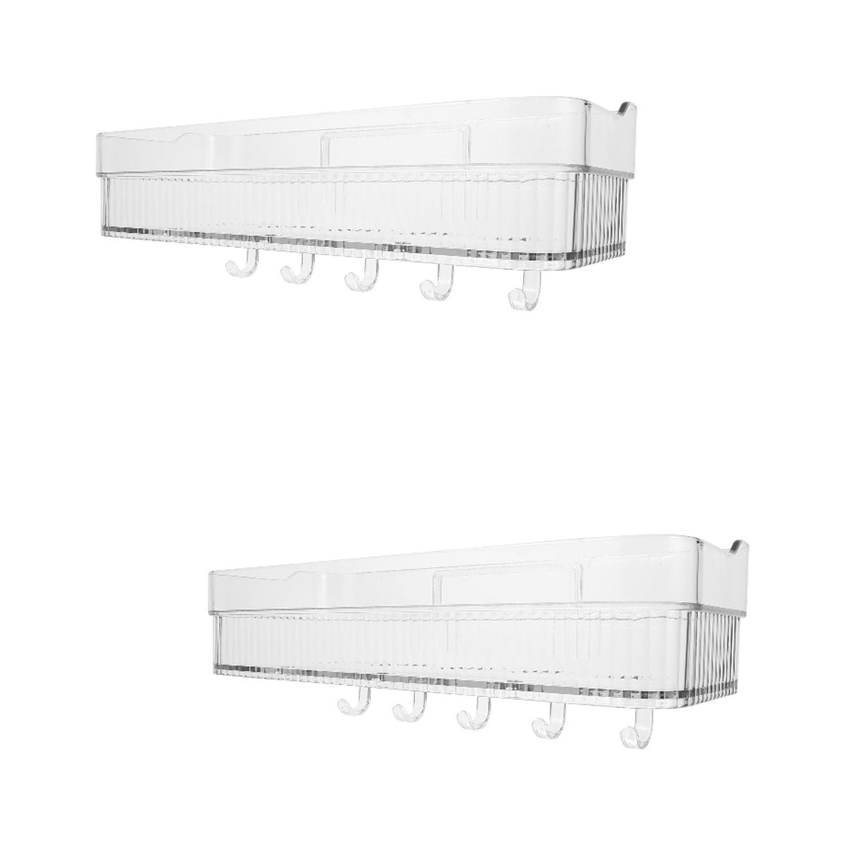 2pcs Bathroom Wallmounted Storage Rack Plastic Drain Rack Toilet 5hook Wall Shelf