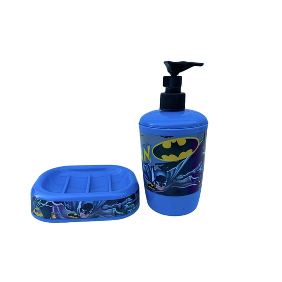 2pcs Batman Lotion Dispenser and Soup Dish Set - Blue